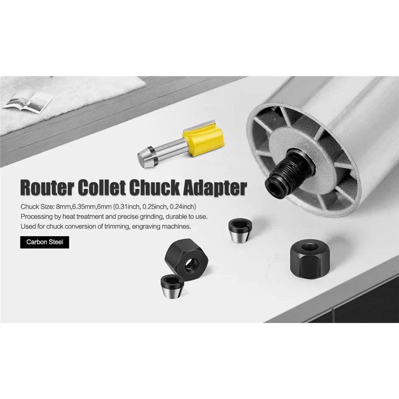 

Цанговый патрон 6/6,35/8 мм с гайкой, гравировально-обрезной станок, адаптер для фрезы, аксессуары для электрического фрезы