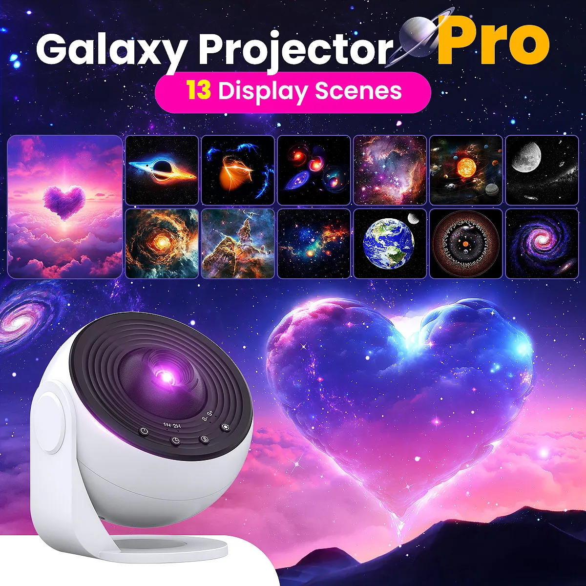 Mexllex 2025 HD Image Planetarium Galaxy Starry Projector Pro Version Larger LED Light, 360° Rotation with Speed Change for Room