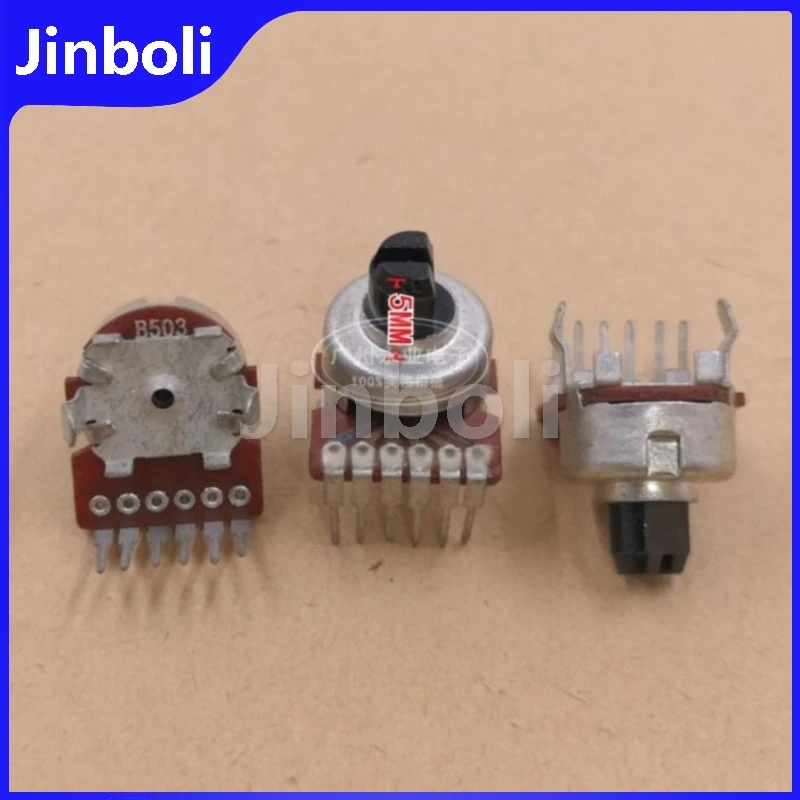 5PCS 121 Type Double Vertical Potentiometer 6Pins B50K B503 Power Amplifier Audio Volume Potentiometer Half Shaft Length 5MMF