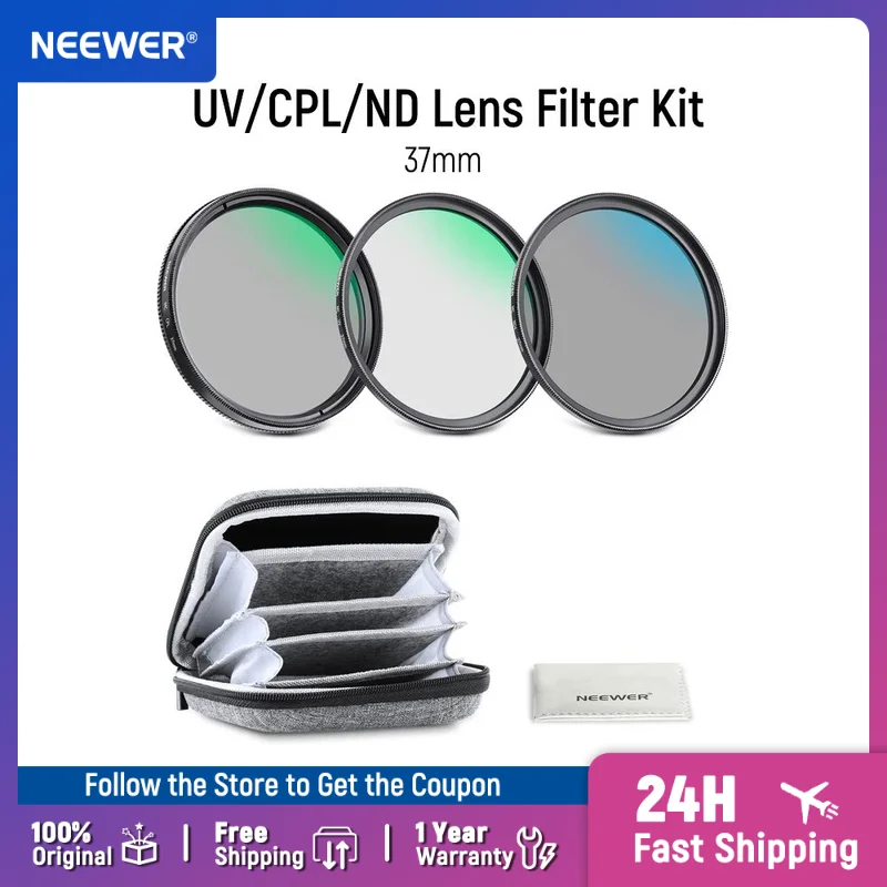 

NEEWER UV/CPL/ND Lens Filter Kit with Hard Shell Storage Case Multicoated Optical Glass & Aluminum Alloy Frame for Camera Lens