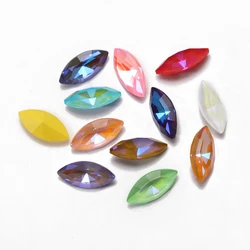 7x15mm Navette Mocha Rhinestones K9 Glass Fancy Rhinestones Pointback Crystal Strass Glitter Glue on Nails Art Charms Gems