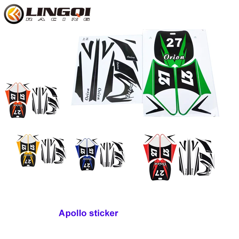 

LINGQI RACING Chinese APOLLO Sticker Graphics For Motorcycle Apollo Decals Set Of Plastic Motorbike Parts In 5 Colors