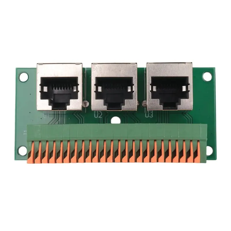 A84X-RJ45 Female Breakout Board,Solderless RJ45 To 8Pin Quick Spring Terminal,Three Ways RJ45 Female Connector With PCB Board
