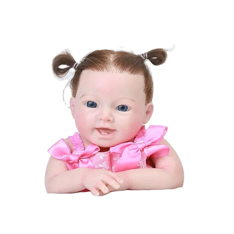 Realistic Cute Full Silicone Smiling Dolls Changeable Clothes  Educational Reborn Baby Girls Toys with Long Hair