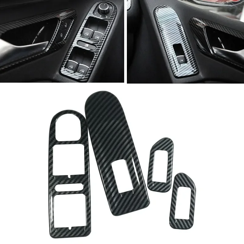 For VW Golf 6 MK6 2010 2011 2012 2013 ABS Carbon Fiber Texture Door Window Lift Control Switch Panel Cover Protective Trim