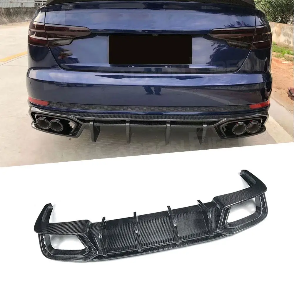 

Dry Carbon Fiber Fiber Glass Rear Lip Diffuser Spoiler for Audi A4 S4 B10 2019 2020 Back Bumper Fins Shark Style Skid Plate