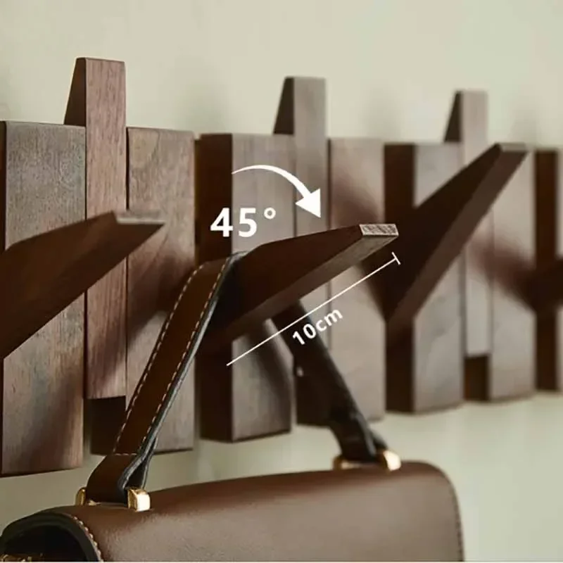 

Solid Wood Wall Coat Rack Hooks on Wall Space Saving Dress Hanger Clothes Entrance Hall Coat Rack Organizer Stand Living Room