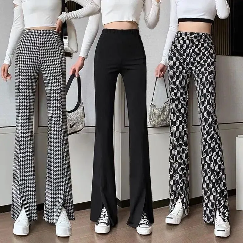 

High Waist Wide Leg Casual Pants Women's Spring Summer New Style Thinming Micro Flared Pants Street Style Harlan Pants