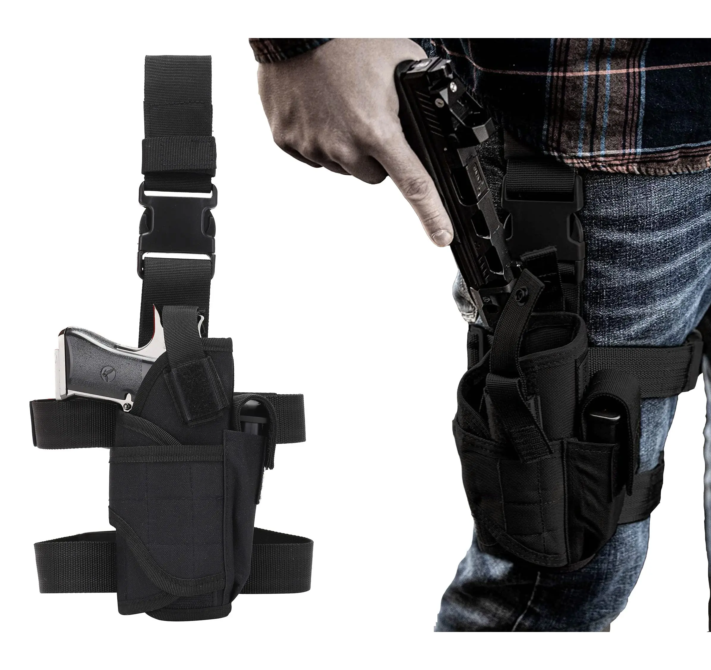 Drop Leg Holster With Magazine Pouch For Concealed Carry, Comfortable & Durable Handed Holster