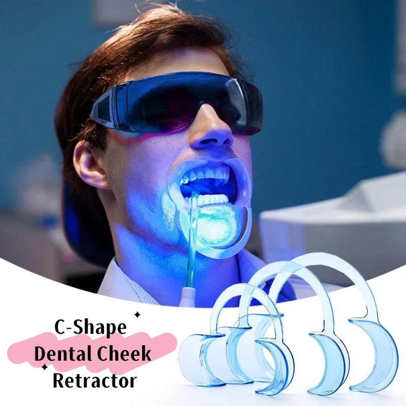 Retractor de mejillas Dental en forma de C, accesorios de abridor de boca para blanqueamiento Dental, herramientas de tratamiento de dentista azul blanco claro (S,M,L), 3 uds.