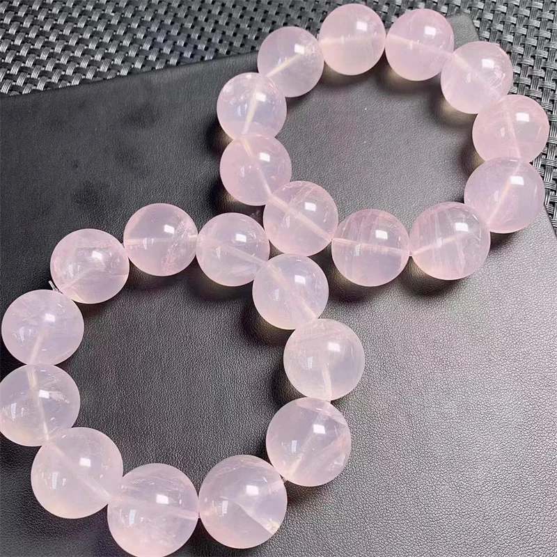 21MM Natural Starlight Rose Quartz Bracelet Fashion Energy Stone Reiki Healing Crystal Strand Fengshui Gift 1PCS