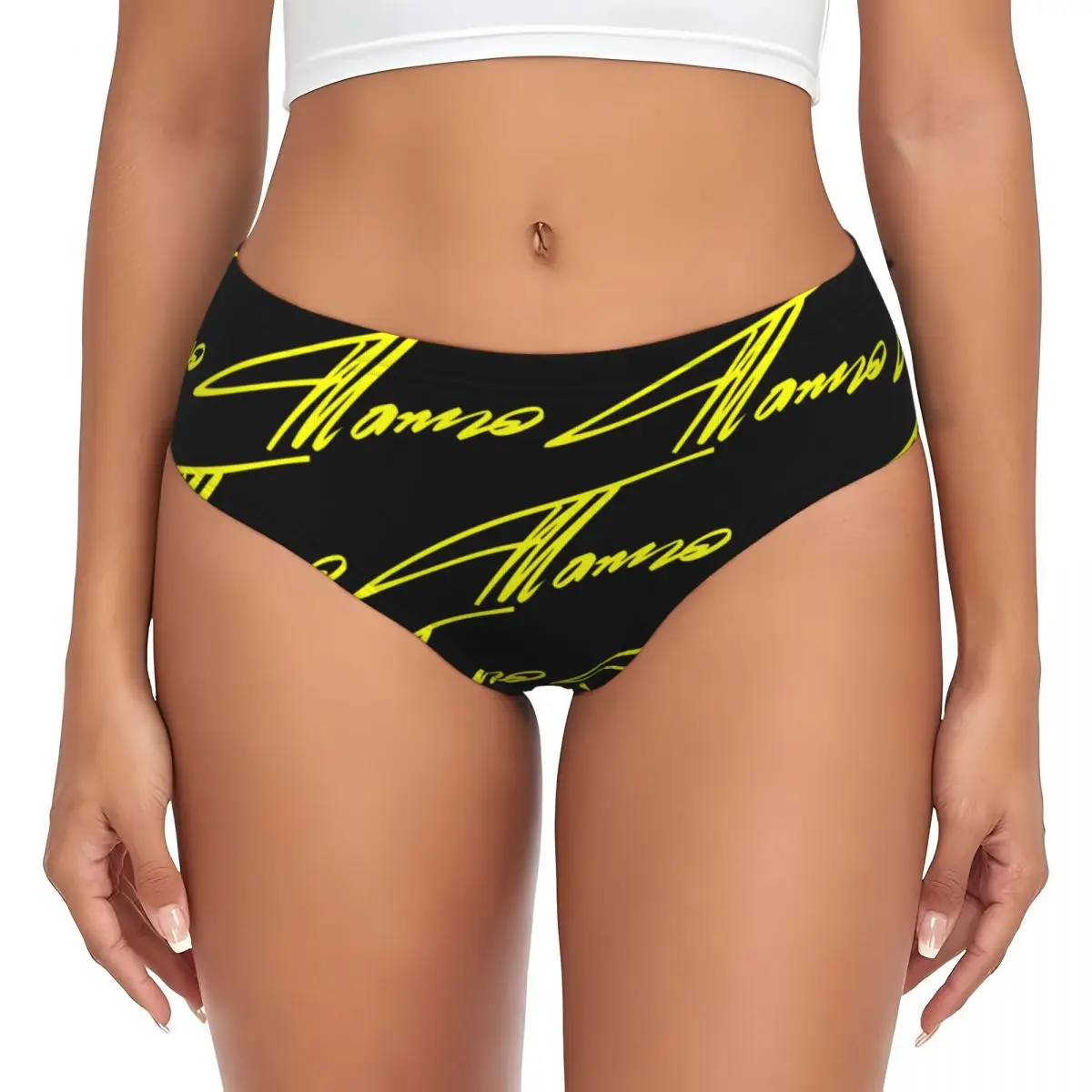 Custom Women's Yellow Alonso Sports Car Panties Breathable Fernando Automobile Race Briefs Underwear