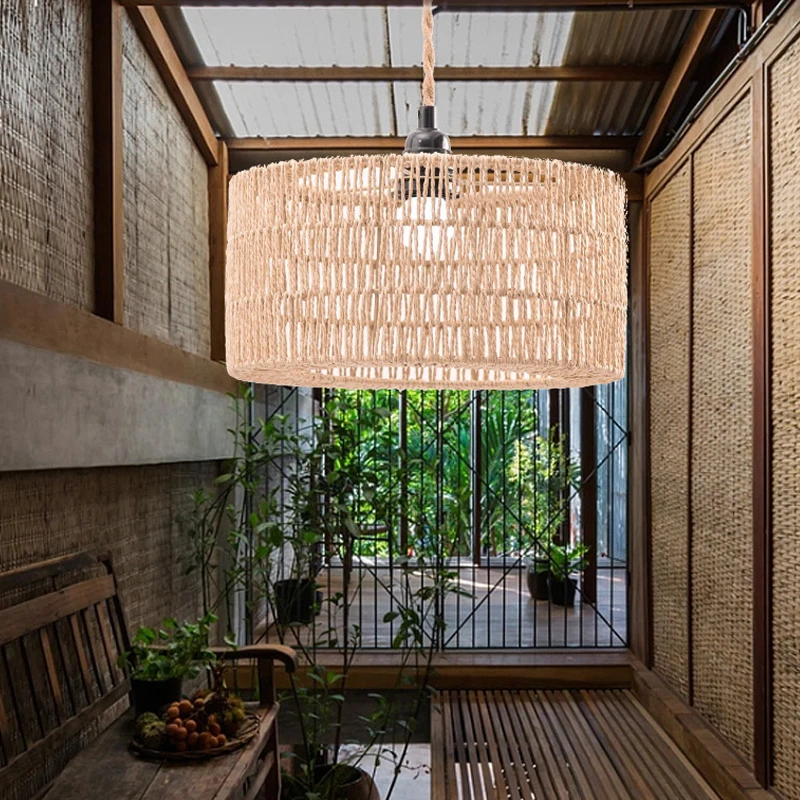 

Плетеный абажур из имитации ротангового бумажного шпагата для люстры, защитный кожух для лампы, подвесной абажур, аксессуары для DIY-освещения