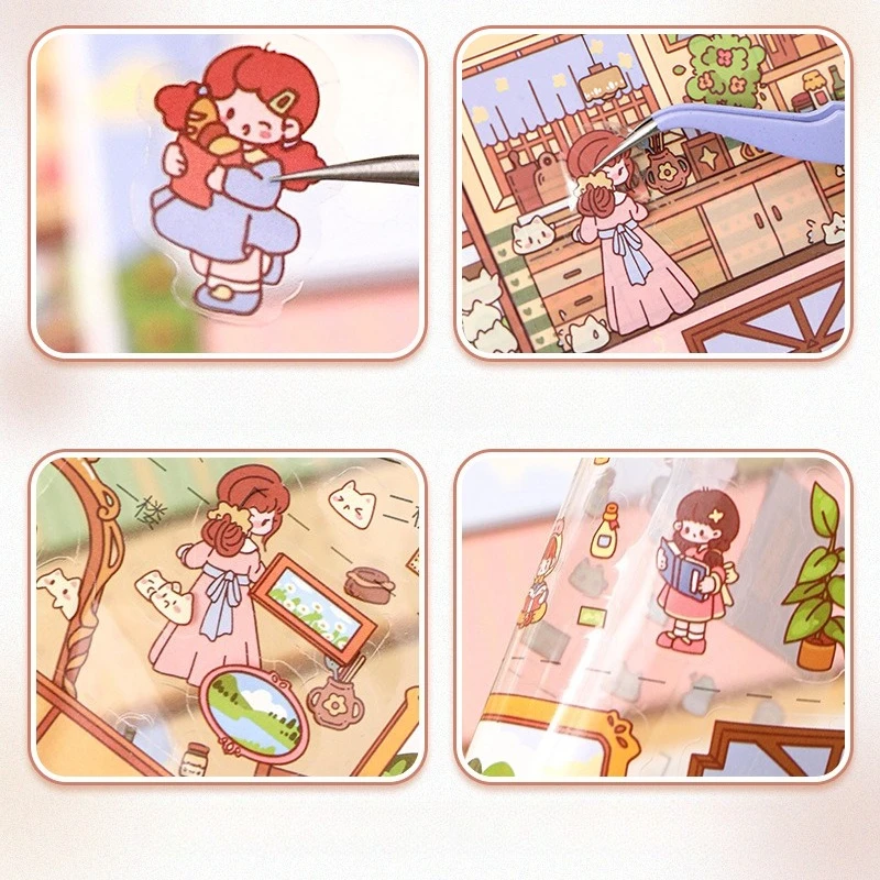 حجم كبير لطيف الكرتون غرفة تخطيط ملصق DIY ديكور المجلات أنيمي المشهد صائق التصميم الإبداعي الاطفال هدية ملصق مجموعة