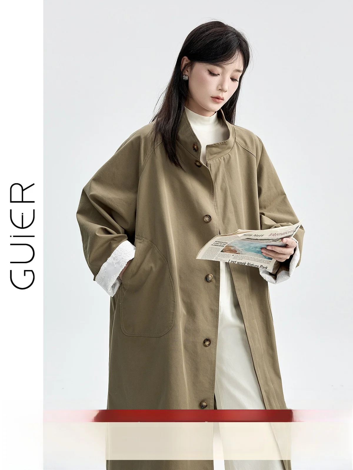 

Длинная кружевная верхняя одежда, женское пальто, винтажное макси, элитное осеннее новое поступление G693 # Ошейник-стойка обычной длины све