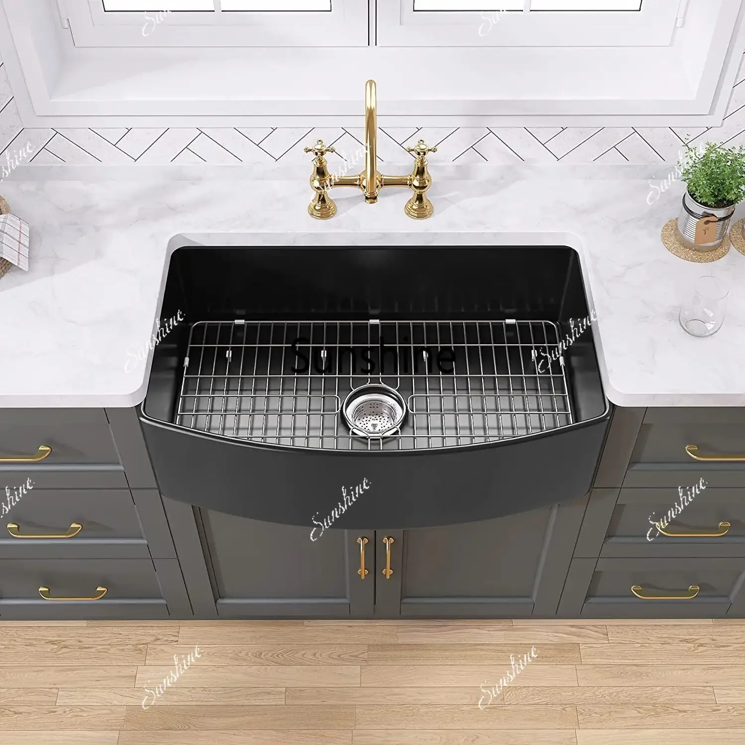 Ceramic sink kitchen American curved apron kitchen small apartment