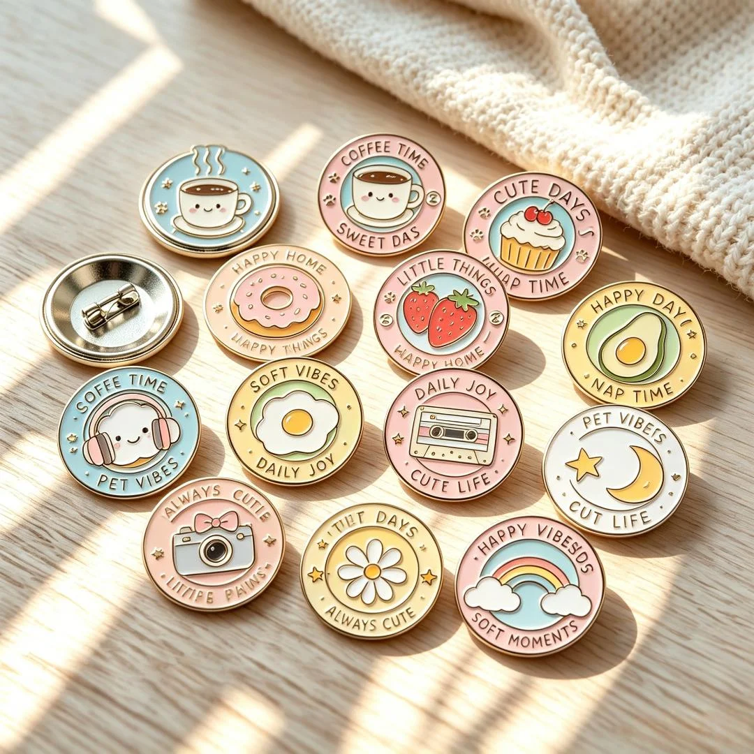 Custom Lapel Pin Cheap Custom Silver Enamel Badges Pins Cute Round Pet Animal Cat Dog Pattern