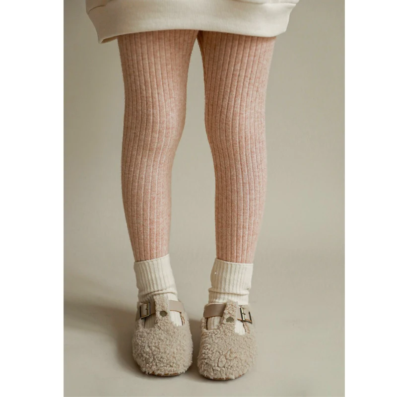 طفلة السراويل ربيع الخريف الاطفال محبوك بلون طماق الضيقة الفتيات مضلع مخطط مرونة بنطال ملاصق للجسم للأطفال #3