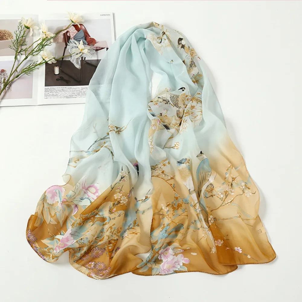 Printing Head Wrap Ladies Chiffon Scarf Silk Scarf Beach Shawl Summer Beach Sarong Scarf Voile Femme Musulman Hijab