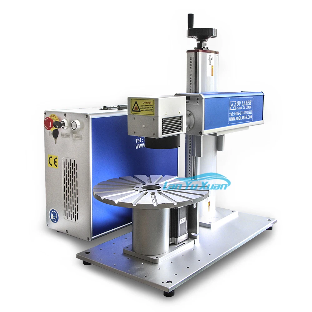 China OV Laser 20w 30w 50w metal copper stainless steel pipe jewelry engraving conveyor pen fiber laser marking machine