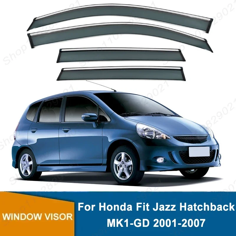 4pcs-window-visor-for-honda-fit-jazz-hatchback-mk1-gd-2001-2007-weathershield-sun-rain-deflector-guard-car-window-deflector