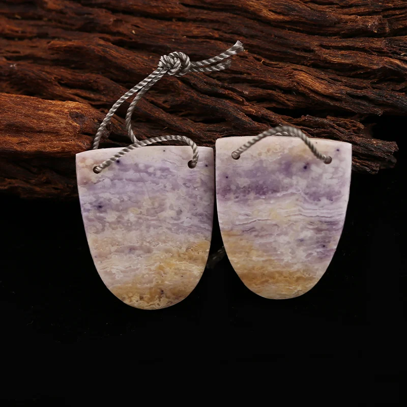 

AAA+Artisan-Crafted Handmade Jewelry Double Hole Natural Stone Purple Jasper Drop Earring Bead Accessories For Women