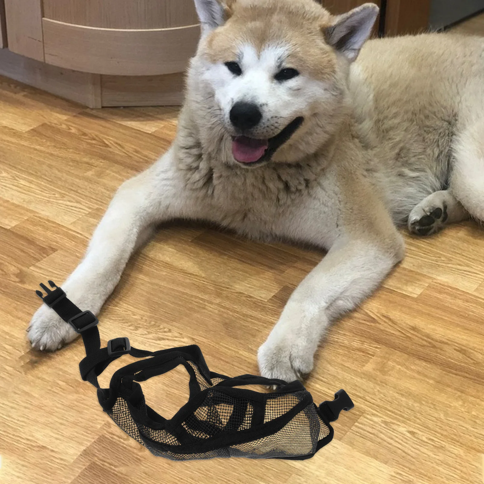

1pcs Pet For Dogs Breathable Mesh Short Snout Bulldog Mouth Guard Adjustable Anti-Biting Puppy Muzzle Small Dog No Bark Muzzle
