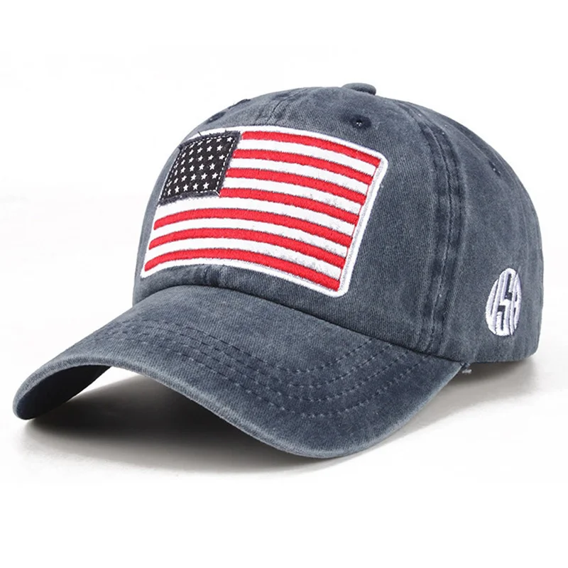 USA Flag Embroidery Baseball Cap Washed Distressed Sports Hat Adjustable Sunscreen Dad Hats For Women Men