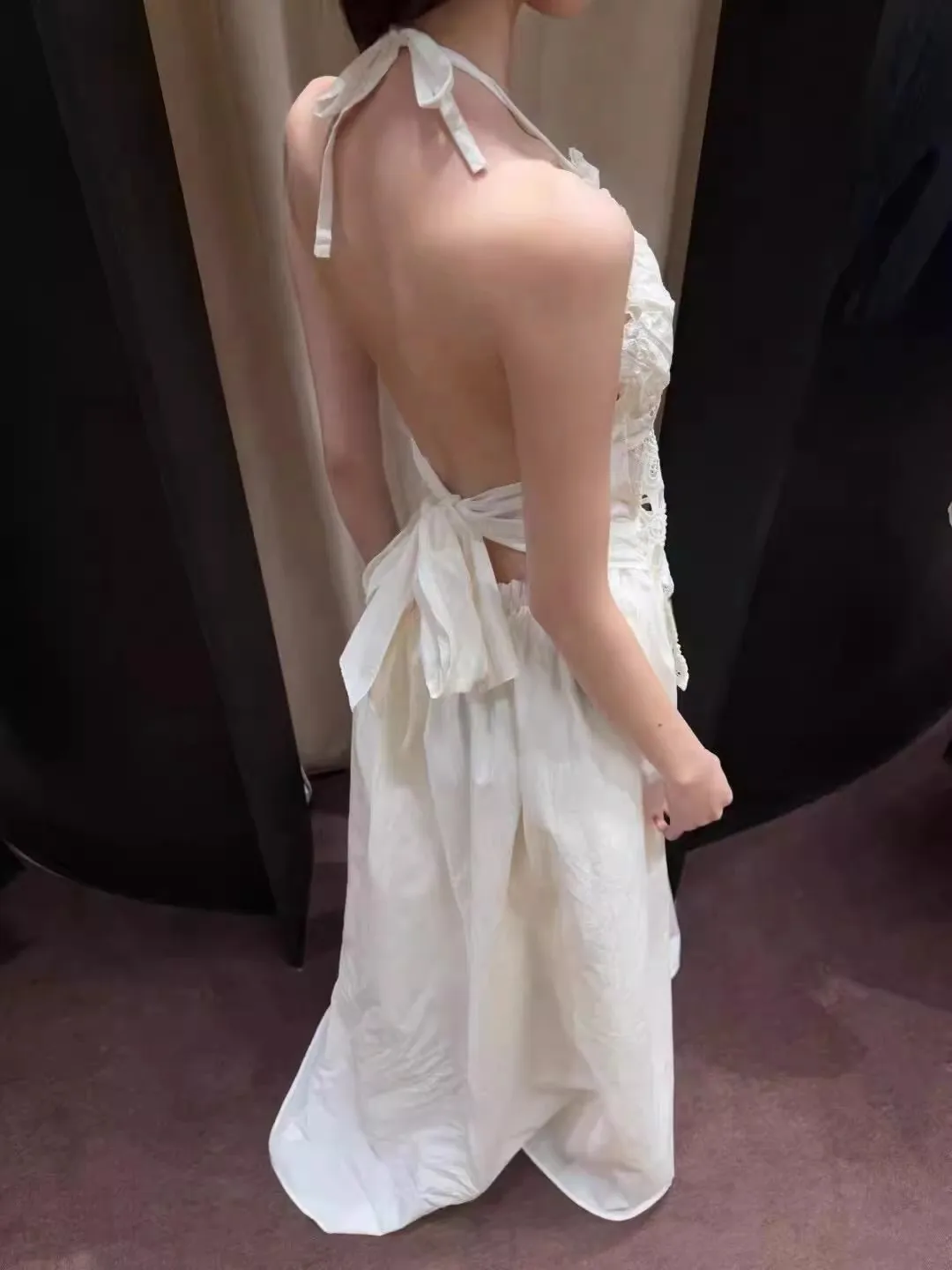 Robe Patchwork en dentelle ajourée pour femmes, dos nu, sans manches, vêtements élégants, Streetwear Chic, moulante, Chic