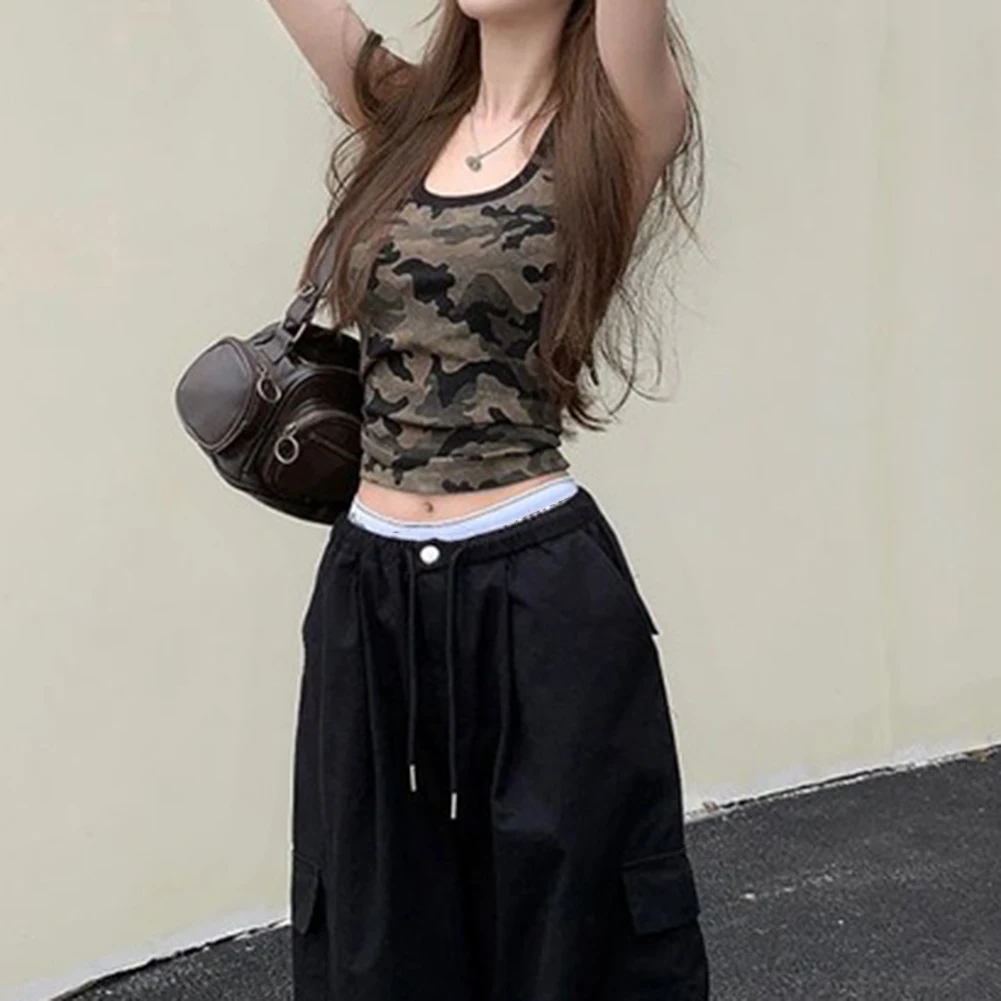 Casual Camouflage Top Camouflage Suspenders Casual Club Wear Pure Desire Camisole Camouflage Club Attire Daily Wear Option