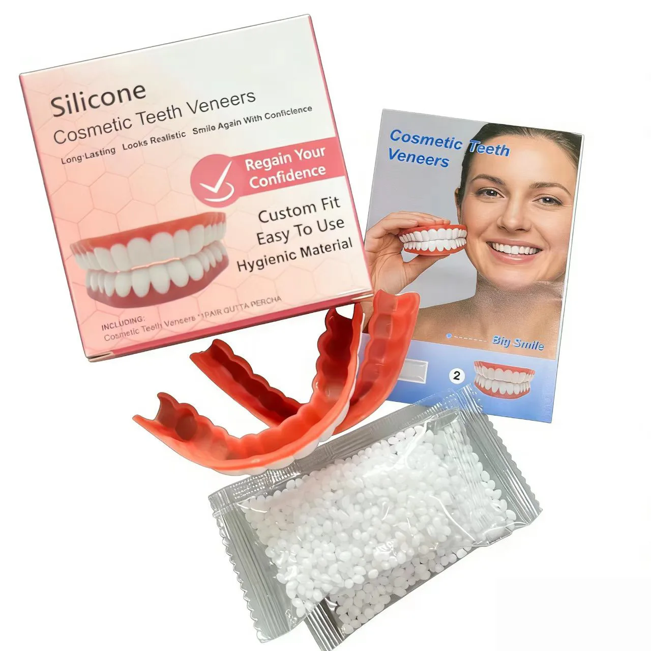 

Новые косметические зубы Smile с клеящимися бусинами, индивидуально подходящие для верхней и нижней челюсти, накладные виниры