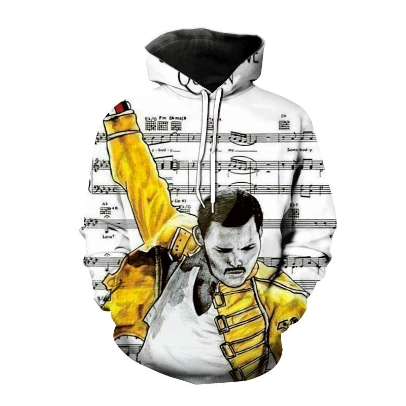 Rock Queen Band Hoodies Freddie Mercury 3D Print Men Women Hip Hop Hoodie Streetwear Pullovers Hooded Sweatshirts Kids Clothing