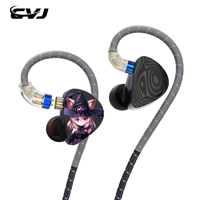 cvj-nightelf-インイヤーイヤホン-3dd-デュアルチャンネル-3-ユニット-35mm-メタルプラグ、銀メッキワイヤー付きヘッドフォン