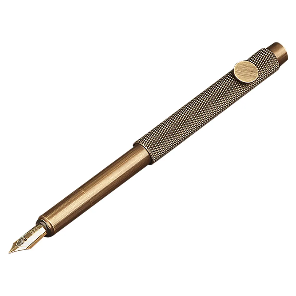 

Portable Retro Brass Mini Fountain Pen 0.5mm Fine Tip Black Ink Smooth Writing Pen for Students Office Calligraphy Signing Use