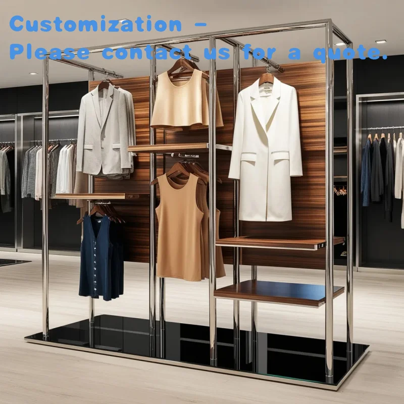

custom.Customized Store Product Stainless Steel in Power Coated Metal Display Stand Rack Clothing Handing Retail Store Fixtu