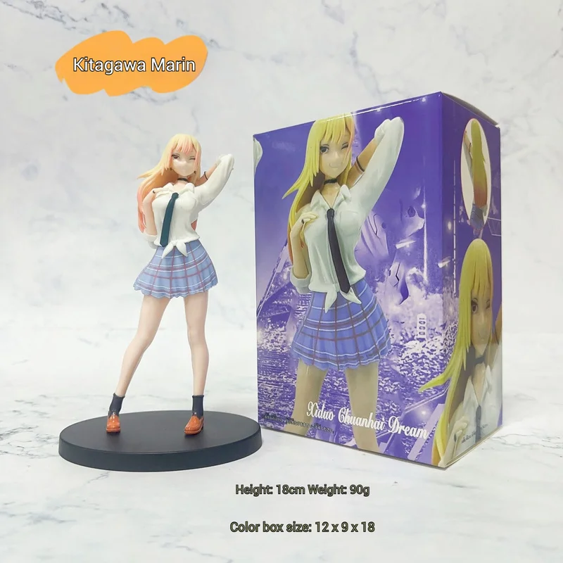 

Anime Beautiful Girl My Dress-Up Darling Kitagawa Marin Figure School Uniform Swimsuit Standing Pose Ornament PVC Model Toy Gift