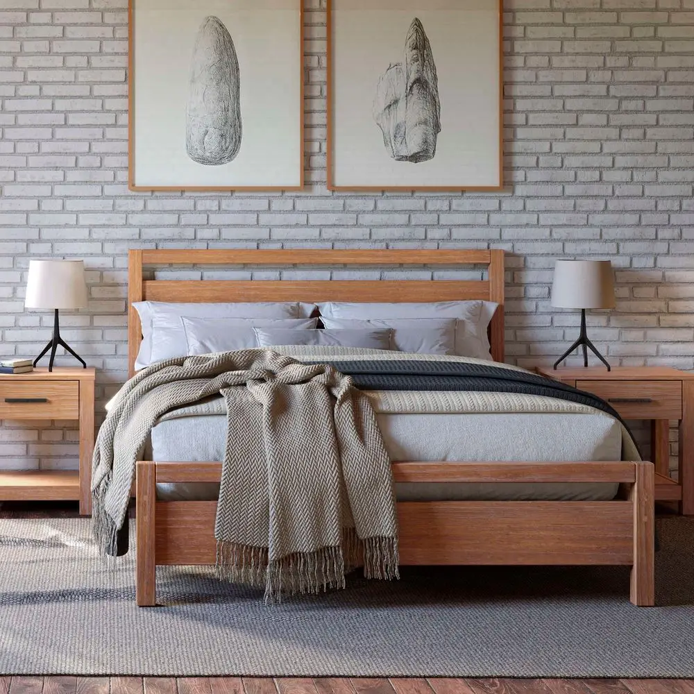 

Wood Furniture Loft Full Size Solid Wood Bed, Acacia