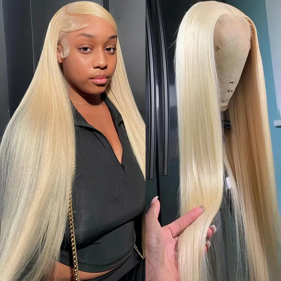 

Honey Blonde Deep Wave Lace Frontal Wig Brazilian Pre Plucked Straight 13x4 613 Blonde HD Transparent Lace Front Human Hair Wig