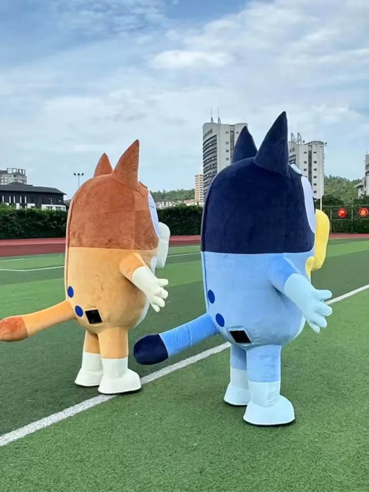 Riesiges blaues Bing-Hund-aufblasbares Maskottchen-Kostüm, Anime, gelber Hund, Cartoon, Cosplay, Anzüge oder Erwachsene, Plüsch, pelziges Tier, Halloween, Carni