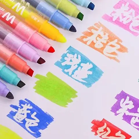 

10-кратные пастельные стираемые маркеры с двойным наконечником, милые маркеры разных цветов, без кровотечения