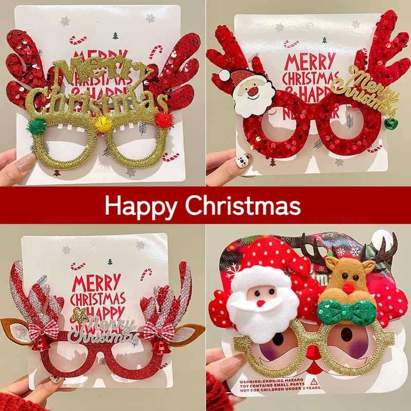 Christmas Decorations Deer Antlers Party Photography Props Dress Up Children'S Eyeglass Frames Cute And Funny Holiday Gifts