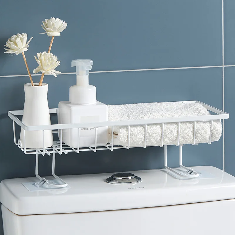 Waterproof Bathroom Metal Toilet Shelf Punch-free Shower Shampoo Organizer Wall Mounted Storage Rack for Bathroom Accessories