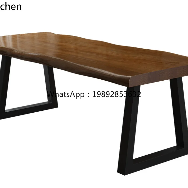 HT log grande planche double contre le mur table e-sports table longue bureau bureau en bois massif bureau d'écriture