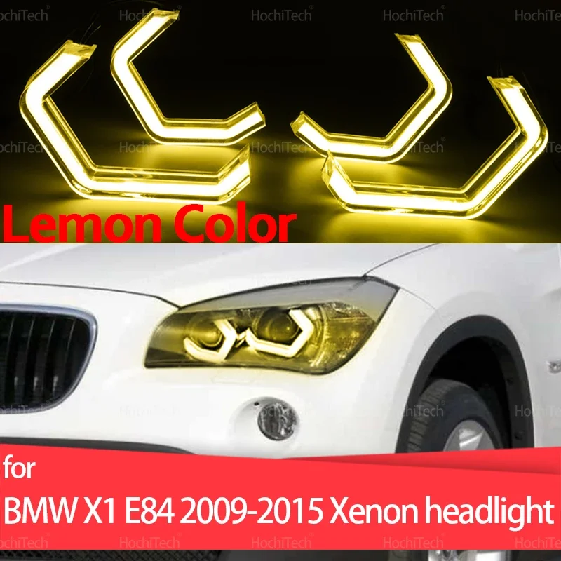

Crystal M4 Style Lemon Yellow Color LED Angel Eyes Kit Rings White Lamps for BMW X1 E84 2009-2015 Xenon Headlight