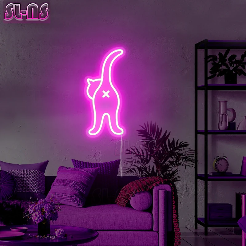 Cat Back LED Neon Sign Lights, Adorado Wall Decor, Home Room Decor, Quarto