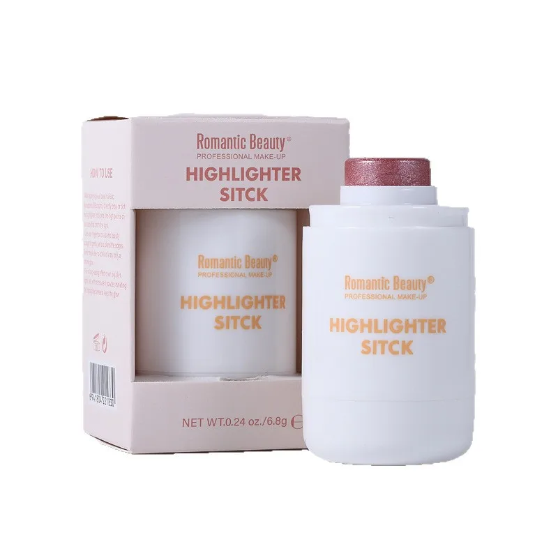 멀티 컬러 페이스 하이라이터 및 블러쉬 스틱 크리미한 부드러운 질감 볼과 코를 위한 반짝이는 광채 효과 빠른 메이크업