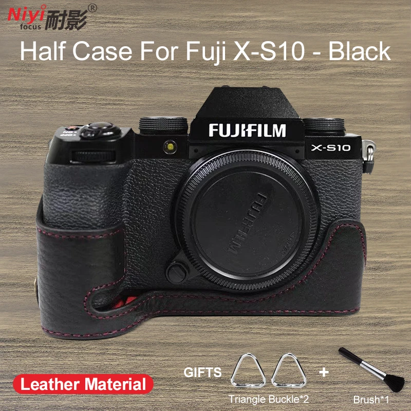 Genuine Leather Camera Half Case Full Body Protect Bag for Fuji XS10 X-S10 Camera PU Leather Case Base Wrist Band Shoulder Strap