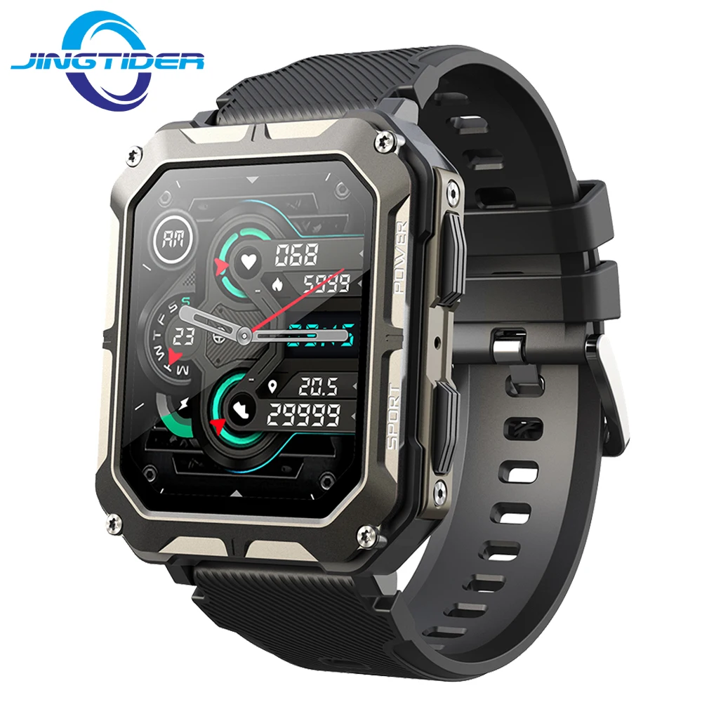 C20 Pro Outdoor Sport Smartwatch IP68 Waterproof Bluetooth Call Men Smart Watch Blood Pressure Oxygen Monitor 123 Sports Modes