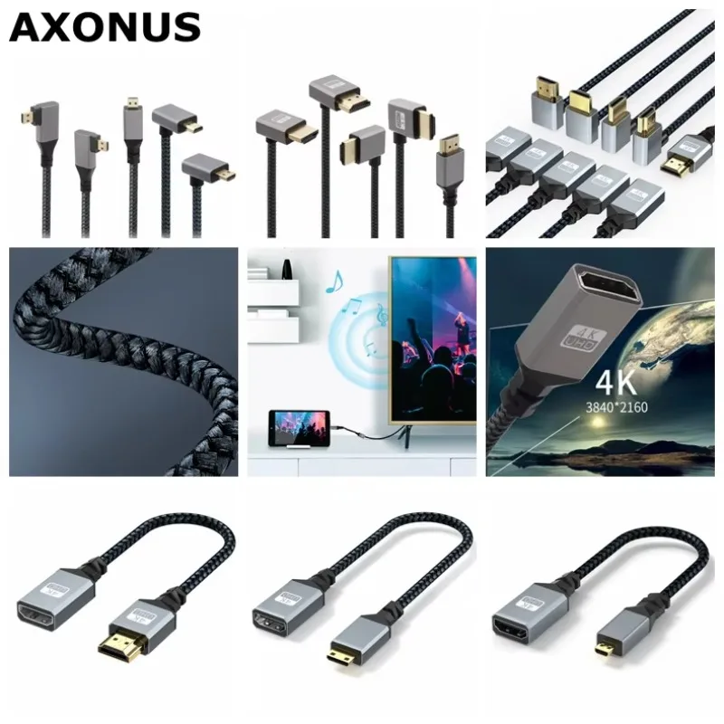 HD 4K@60HZ V2.0 HDMI Straight Left Right UP Down HDMI Extension Cable 4K Mini micro hdmi Cable Male To HDMI Female HDTVI Cable