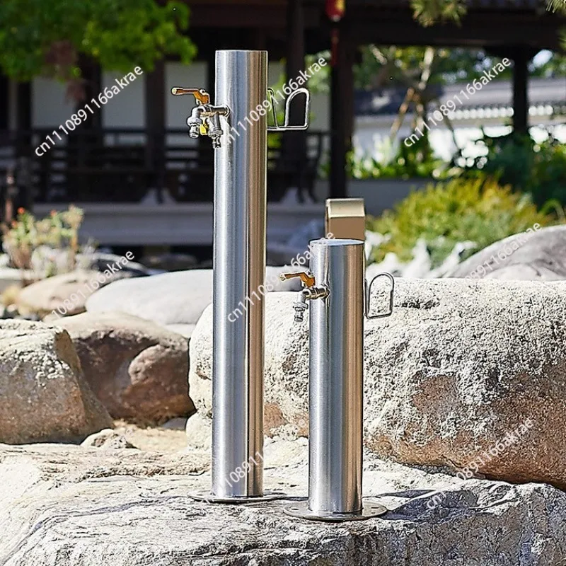 Outdoor faucet column anti-freeze crack outdoor garden courtyard stainless steel water pile with locking copper halter vertical